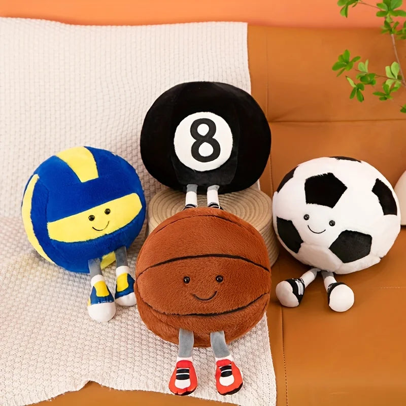 1 boneca de equipamento esportivo criativo, boneca de bola fofa, brinquedo de pelúcia divertido, boneca de bola de pernas longas, boneca de desenho animado com sapatos, decoração!