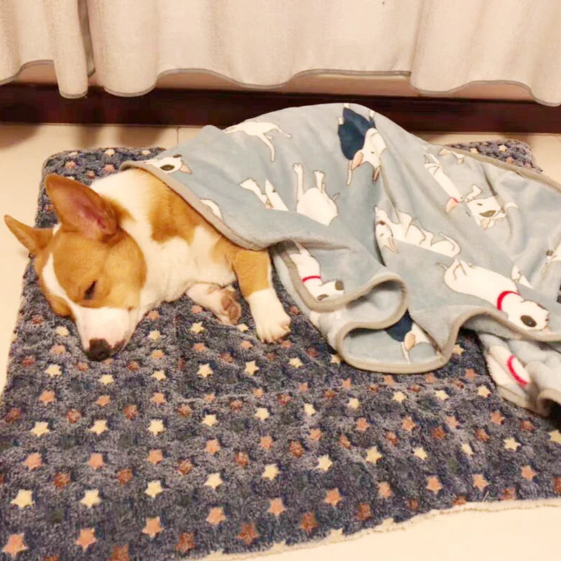 Cama de flanela espessada para cães, tapete macio para dormir para animais de estimação, cobertor quente para animais de estimação no inverno