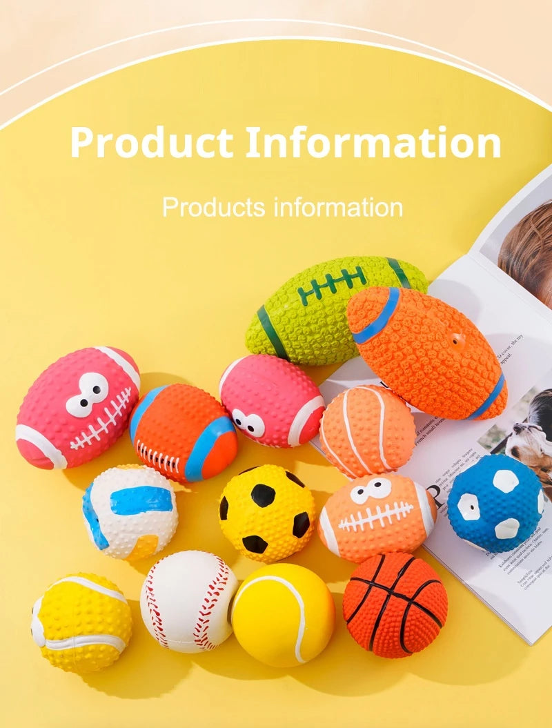 Brinquedos para cães que rangem, bolas de látex macias para cães pequenos, médios e grandes, rugby, futebol, vôlei, brinquedo para animais de estimação, bola de brinquedo interativo para mastigar