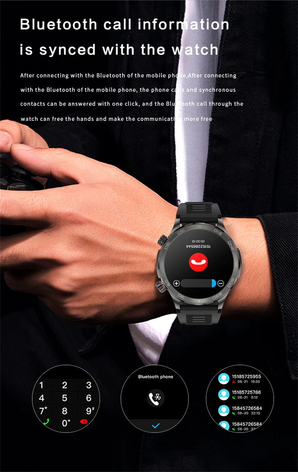 Novo relógio inteligente masculino com GPS e Bluetooth, tela AMOLED HD, frequência cardíaca, NFC, IP68, à prova d'água, esportivo, para Android e iOS, 2025