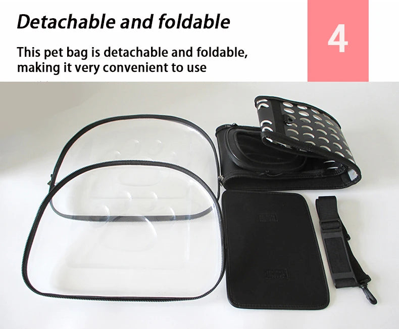 Bolsa de ombro para animais de estimação, bolsa de transporte para gatos, bolsa respirável para viagem ao ar livre, cápsula transparente para filhotes e gatinhos, bolsa de ombro portátil
