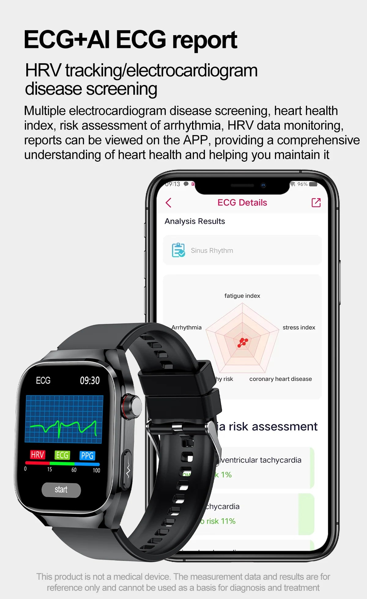 Novo 2025 para Huawei Três altas pressão arterial Smartwatch ECG Ácido Úrico Frequência Cardíaca Relógio Análise Corporal Monitoramento de Saúde Relógios