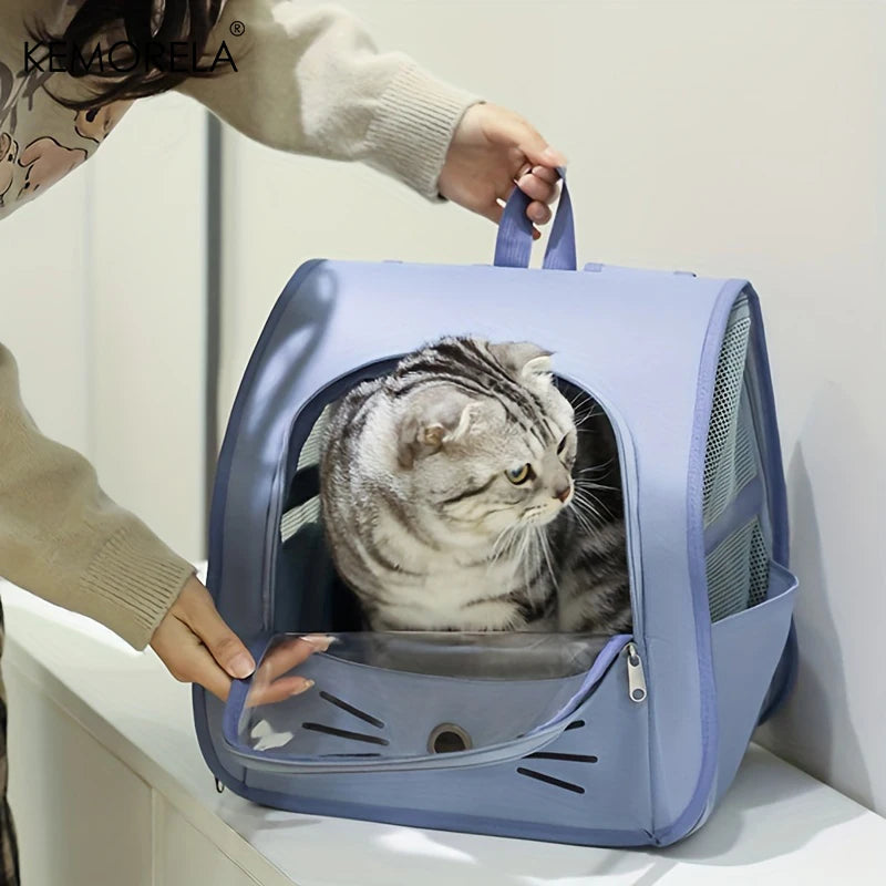 Mochila para transporte de animais de estimação KEMORELA Mochila grande para gatos Mochila transparente respirável Bolsa portátil Mochila para suprimentos para cães e gatos