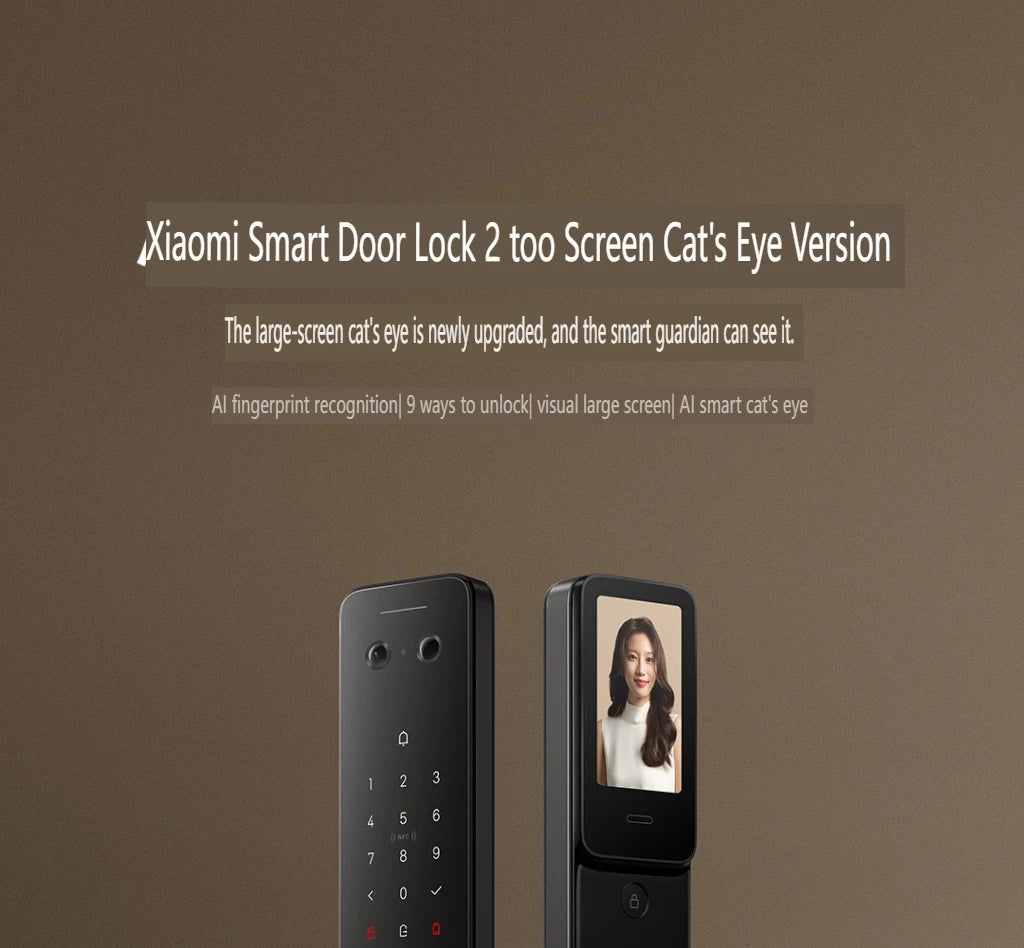 Fechadura inteligente Xiaomi 2025 com tela olho de gato, impressão digital, Bluetooth, NFC, para MiHome, fechadura push-pull com câmera