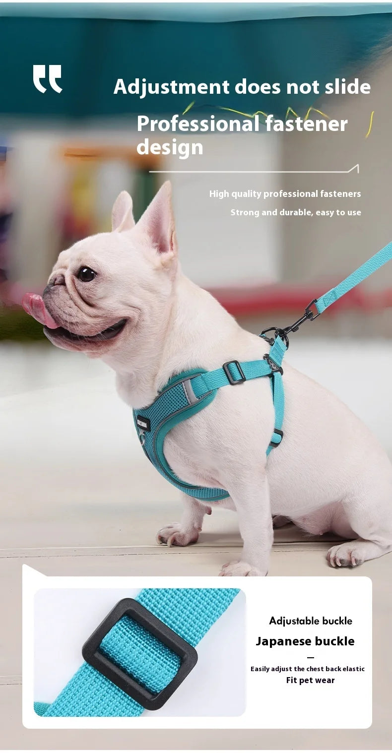 Conjunto de coleira para cães, pequeno, médio, cão, gato, peitoral ajustável, refletivo, respirável, colete de treinamento para caminhada, acessórios para animais de estimação