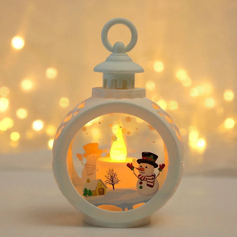 Lâmpada LED 2025 Decoração Natal Lanterna Portátil Papai Noel Árvore de Natal Luzes de Vento Pingente Navidad Natal Ano Novo Decoração