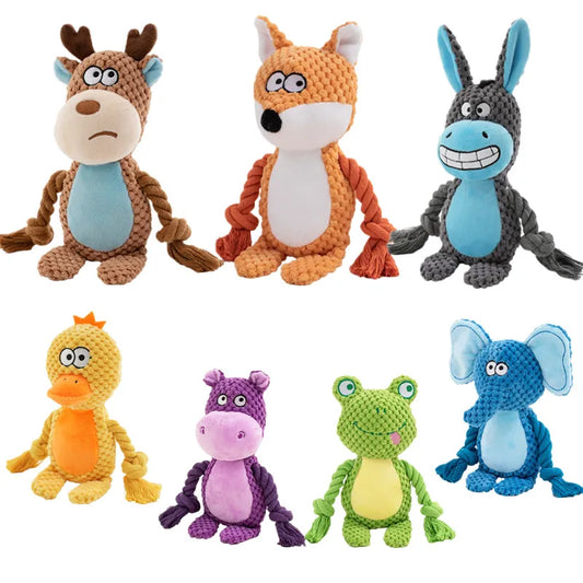 Brinquedo de pelúcia para cachorro, brinquedo de mastigar com articulação pequena crua, indestrutível, resistente a mordidas, som de guincho para filhotes, chocalho para brinquedos de estimação