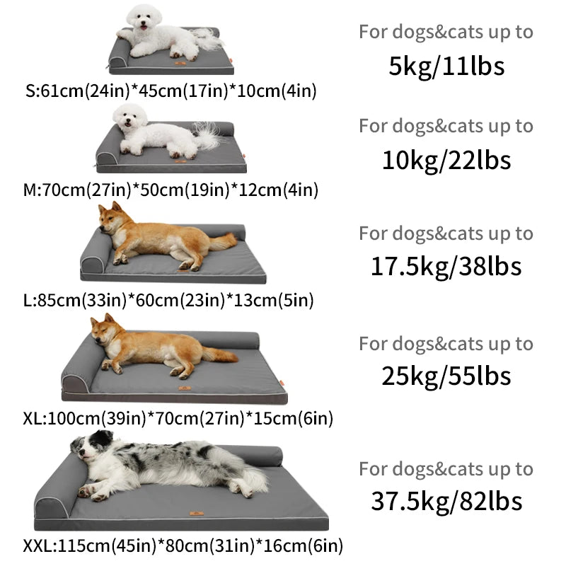 Dog Beds for Large Dogs,Waterproof Dog Bed,Big Pet Bed with Washable Removable Waterproof Pillow Cover and Anti-Slip Bottom