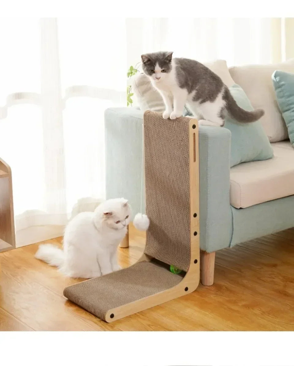 L-shaped Cat Scratching Board Vertical Pet Cat Scratching Post Wooden Wear-resistant and Scratch-resistant Grinding Claw Toys