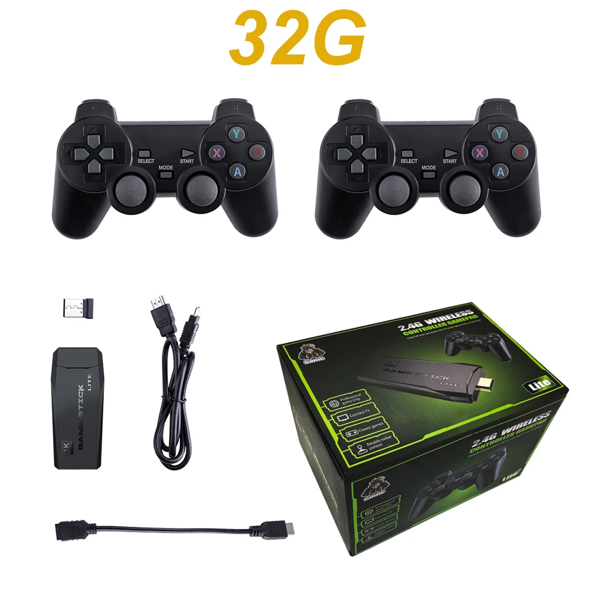 Atualização do console de videogame retrô 2.4G sem fio, console de jogo 4K, 20.000 jogos, 64G, console de jogo portátil Dendy para GBA/FC/PS1/MD