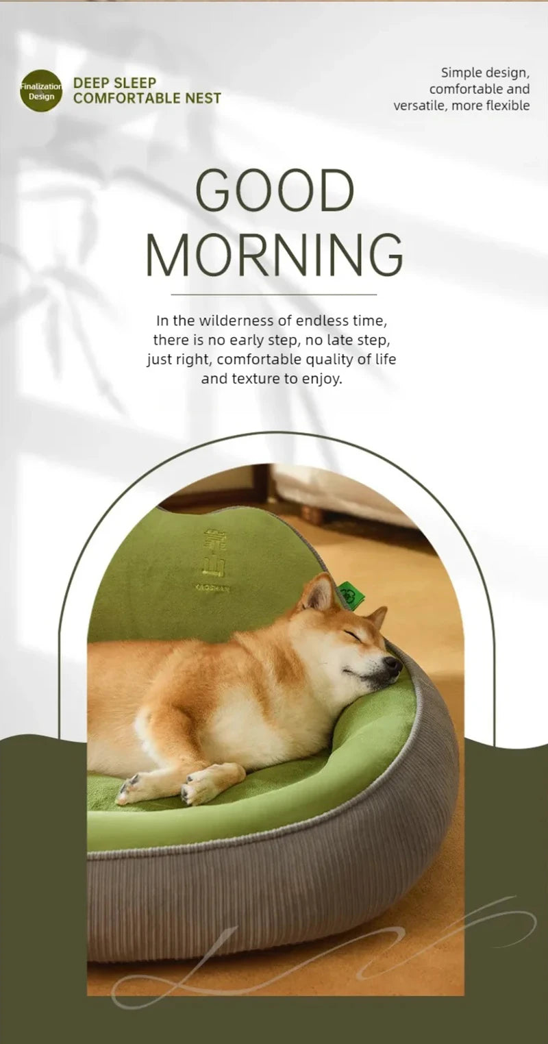 New dog bed with increased height and thickness, leaning against the mountain bed and pillow for neck protection, pet bed for sl