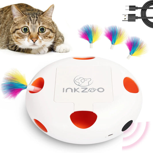 Brinquedos para gatos INKZOO, brinquedos interativos para gatos de interior, brinquedo interativo inteligente para gatinhos, brinquedo automático para ratos com 7 furos que mata toupeiras