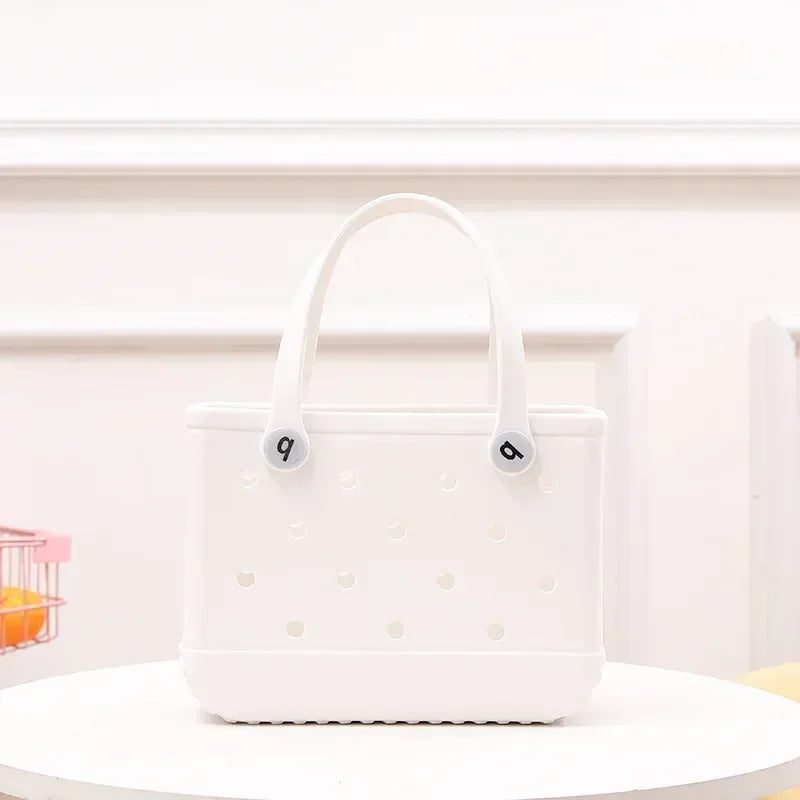 Cesta de armazenamento de verão à prova d'água Mini bolsa de praia infantil Bolsa de compras feminina Bolsa de compras de borracha para piquenique Bolsa de gelatina Bolsa de compras infantil