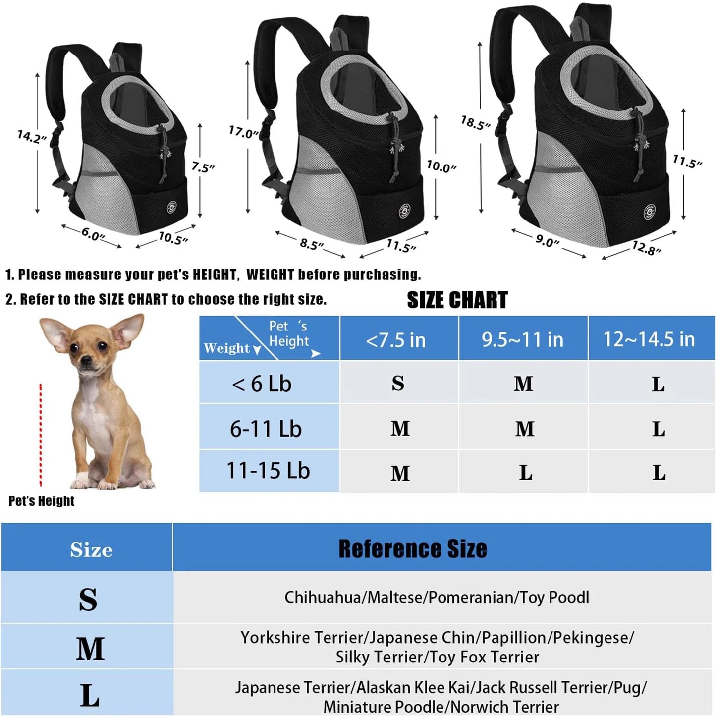 Mochila para transporte de cães, mochila transportadora de animais de estimação, mochila frontal confortável para motocicletas e caminhadas, bolsa de transporte para cães de estimação