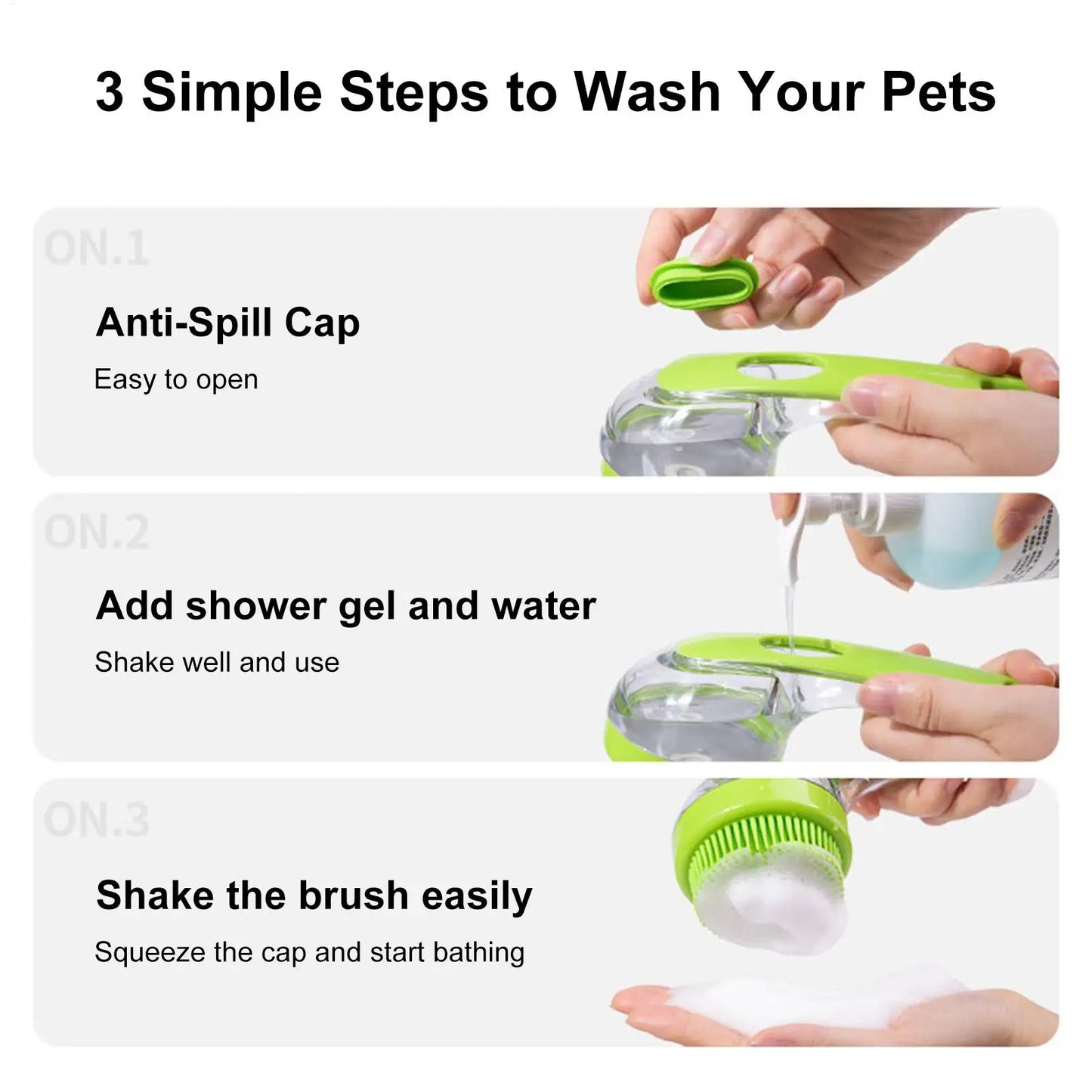 Dog Shampoo Brush Bathing Brush for Dog Bath Gentle Scrub Massager with Soap Dispenser Portable Washer Tool for Shower Massage