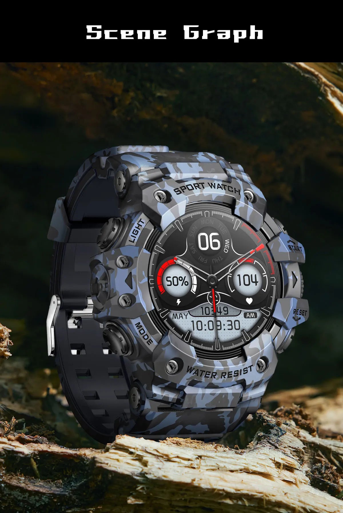 Novo relógio inteligente esportivo robusto para atividades ao ar livre 2025, masculino, com chamada Bluetooth, colorido, IP68, à prova d'água, bússola militar, relógio inteligente, lanterna
