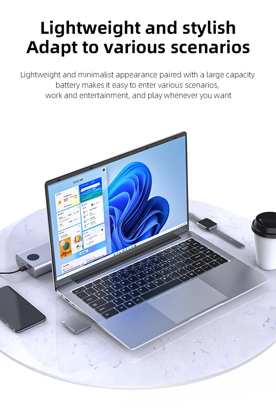 Computador portátil Xiaman Windows 11 Pro Intel Atom A3950 Quad-Core 2025 Notebook PC 12 GB de RAM 1 TB 2 TB SSD 1920 * 1080 Computador de escritório