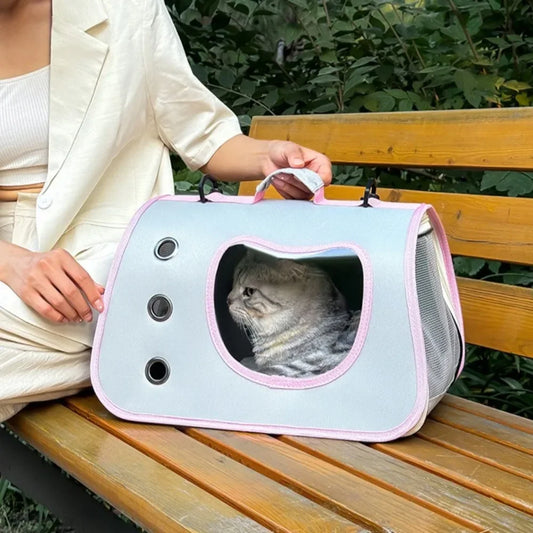 Bolsa de transporte portátil para gatos, bolsa dobrável para gatos, bolsa de ombro respirável para cães pequenos, gatos, bolsa de transporte para cães e gatos