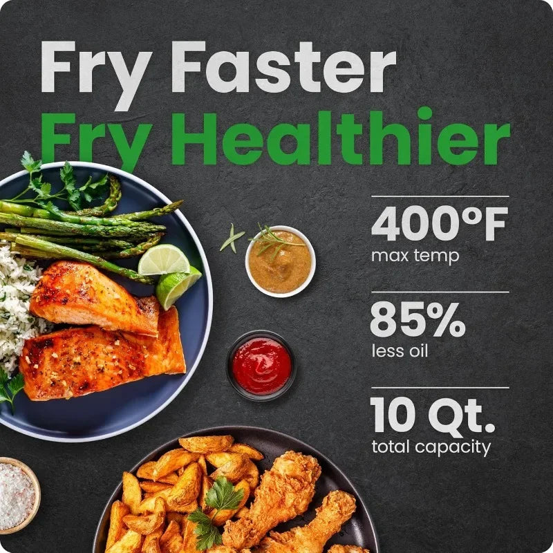 Fritadeira a ar digital Tool + espeto giratório, desidratador, forno de convecção, 17 predefinições de tela sensível ao toque, fritar e desidratar, autenticidade garantida.