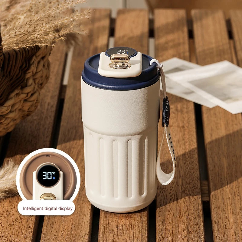 Garrafa térmica de aço inoxidável 450ml, com visor LED de temperatura, para café, mantém frio e quente, caneca térmica para viagem, garrafa térmica a vácuo