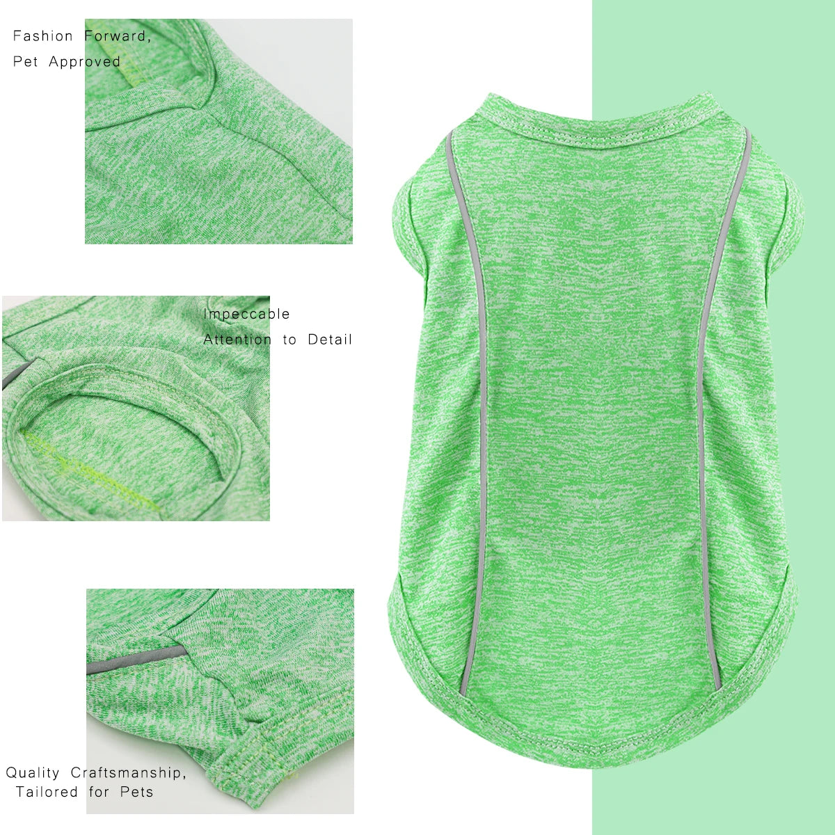 Camisetas de proteção solar para cães com faixas refletivas, secagem rápida, tecido macio e elástico, disponíveis em tamanhos para cães de pequeno a grande porte!