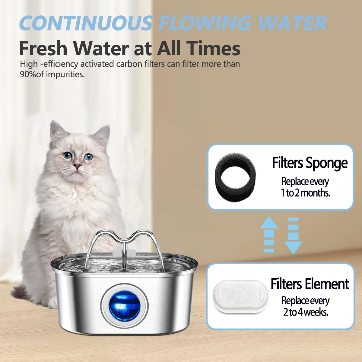 Dispensador de água para cães à prova de derramamento, tigela de aço inoxidável com capacidade de 3,2 L, adequada para cães e gatos