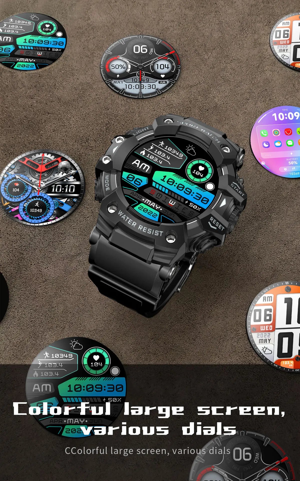 Relógio inteligente esportivo robusto 2025 com Bluetooth, chamadas, relógio inteligente militar à prova d'água e colorido com lanterna SOS COMPASS para telefone