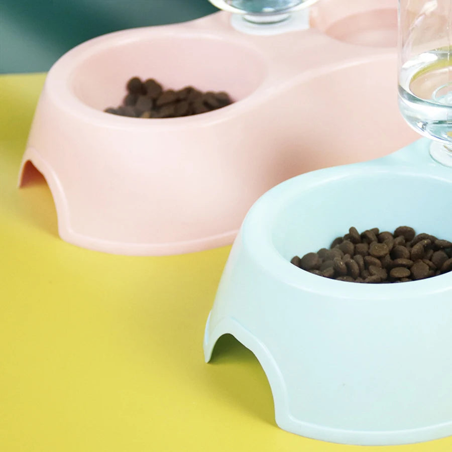 Tigela para gatos, tigela dupla para animais de estimação, tudo em um, para comer e beber água, antiderrapante, com refil automático de água