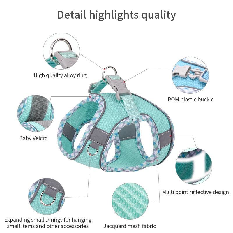 Outdoor Walking Pincher Dog Harness and Leash Set for Small Medium Dogs Chihuahua mascotas Vest Harnesses Pomerian Accessories