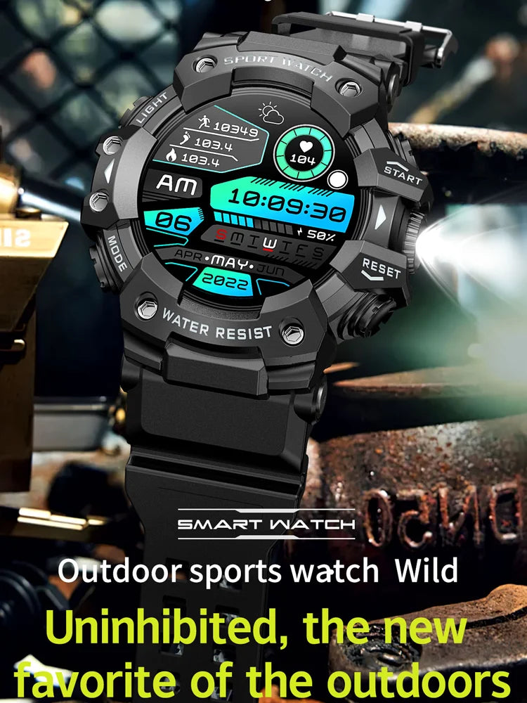 Novo relógio inteligente para atividades físicas ao ar livre 2025, masculino, caminhada, pedômetro, bússola, lanterna LED, IP68, à prova d'água, chamada, smartwatch