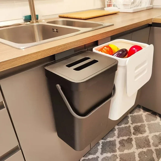 Lixeira compacta e silenciosa - 3/5L, lixeira selada ecológica para cozinha e escritório, sem necessidade de eletricidade