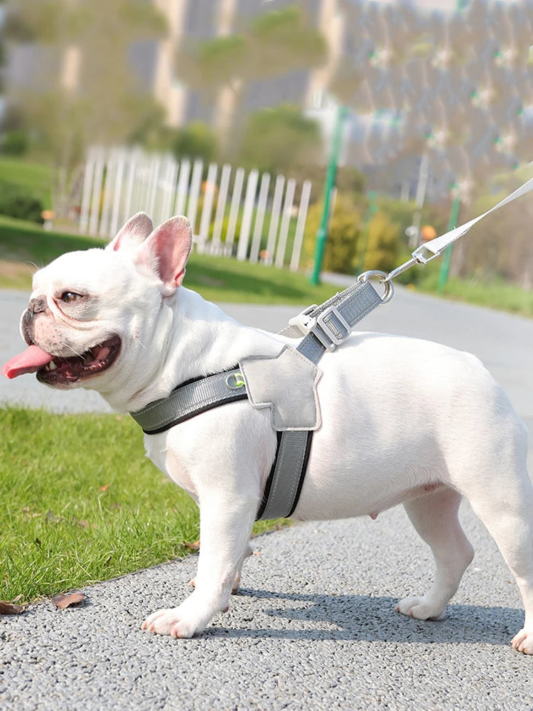 Colete peitoral anti-puxão para cães pequenos e médios, gatos, caminhadas, respirável, alça peitoral ajustável, buldogue, chihuahua, acessórios para animais de estimação