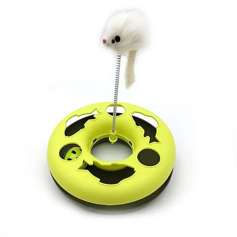 Funny Cat Toys for Indoor Cats Interactive Kitten Toys Roller Tracks with Catnip Spring Pet Toy with Exercise Balls Teaser Mouse
