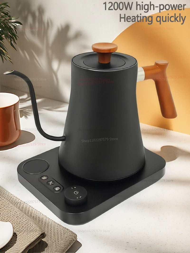 Chaleira elétrica de café coado de 0,9 L, bule de aço inoxidável com controle preciso de fluxo para café preparado à mão e infusão por gotejamento