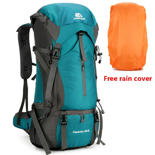 Mochila de acampamento de nylon 70L, bolsa de viagem com capa de chuva, mochila para caminhadas ao ar livre, mochila de montanhismo, bolsa de ombro masculina, bagagem
