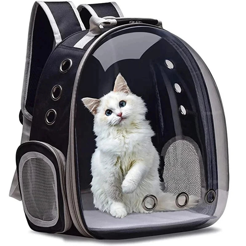 Mochila para transporte de animais de estimação, cápsula transparente, mochila para animais de estimação, filhotes, gatinhos, pássaros, transportadora respirável para viagem