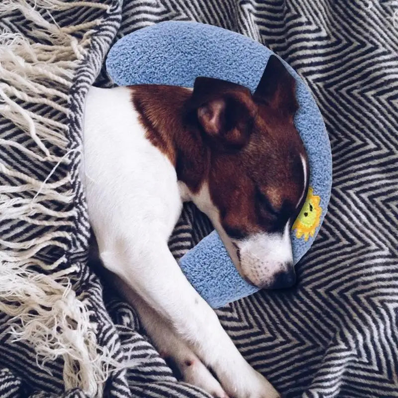 Almofadas para cães Almofada macia para cães Almofada decorativa Meio donut Brinquedo calmante para animais de estimação Almofada para filhotes Padrão bordado Almofada para cama de cachorro