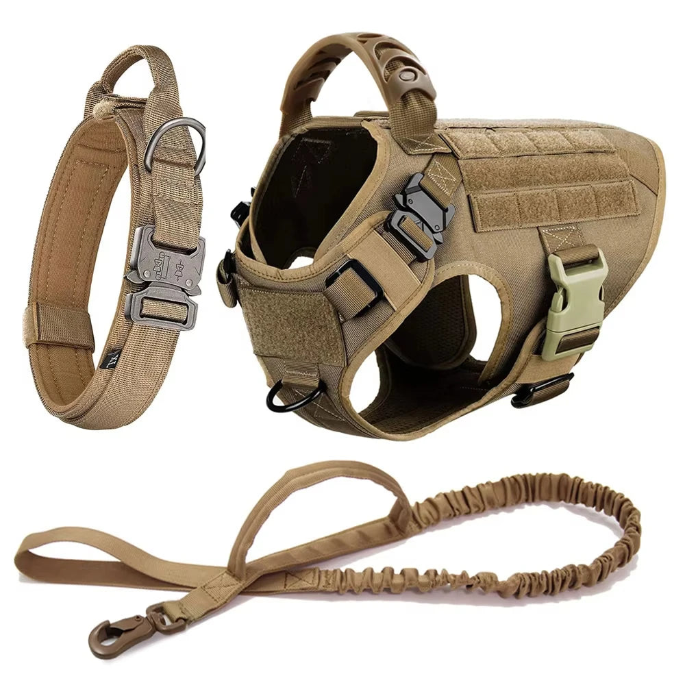 Conjunto de peitoral e guia para cães grandes, colete de treinamento para pastor alemão malinois, colete e coleira para cães de médio e grande porte