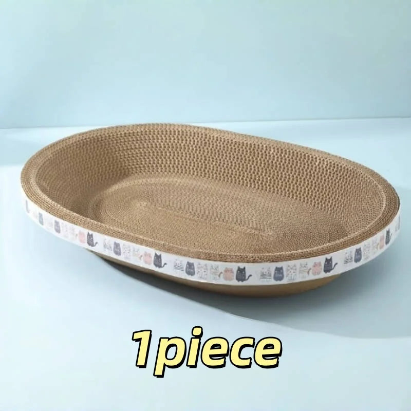 Arranhador ondulado para gatos, redondo, oval, com garras de moagem, resistente ao desgaste, cama para gatos, acessórios para gatos
