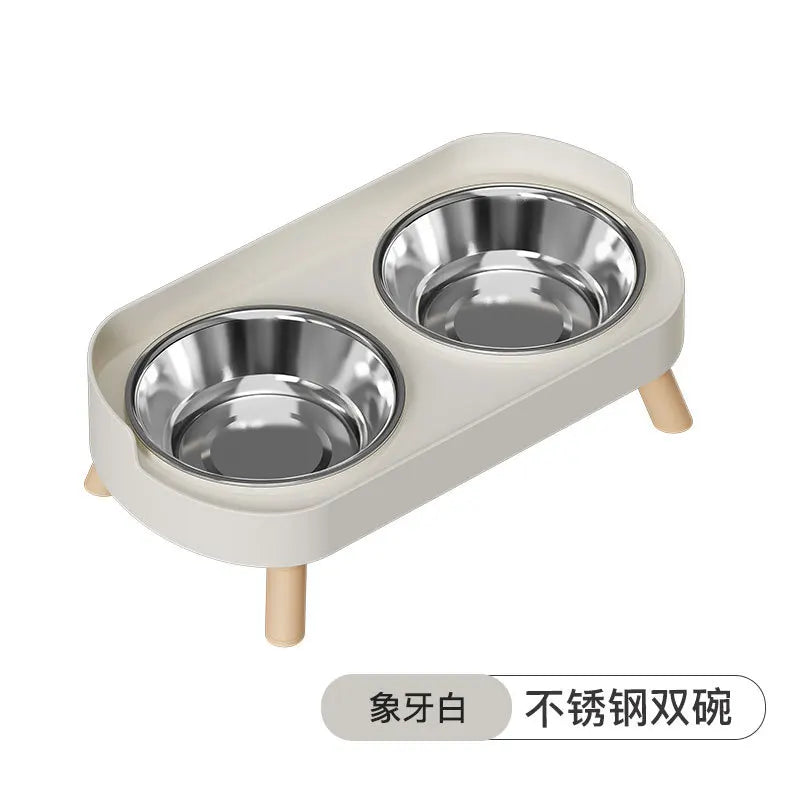 Tigela para animais de estimação, tigela dupla de plástico PP, tigela anti-morte, tigela integrada para água e grãos, tigela para cães, gatos e cães, tigela para água e grãos