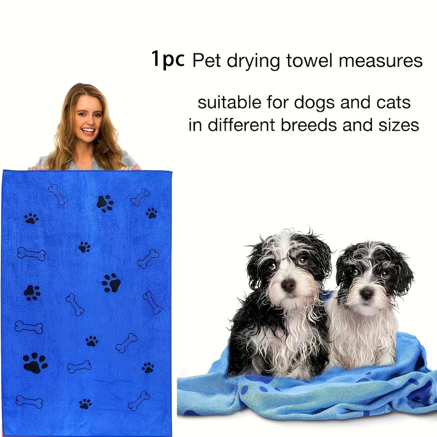 Toalha de microfibra de secagem rápida para cães, 1 peça, absorvente, produto para banho de animais de estimação, toalha de banho de secagem rápida, pano de limpeza de carro, suprimentos para animais de estimação