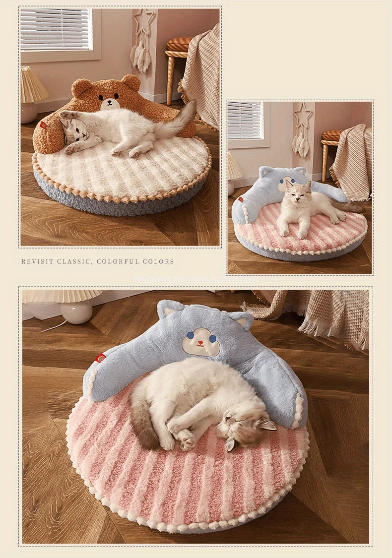 Soft Durable Round Cat Bed For Small Dogs And Cats - Removable Pet Mat And Mattress For Indoor And Outdoor Use