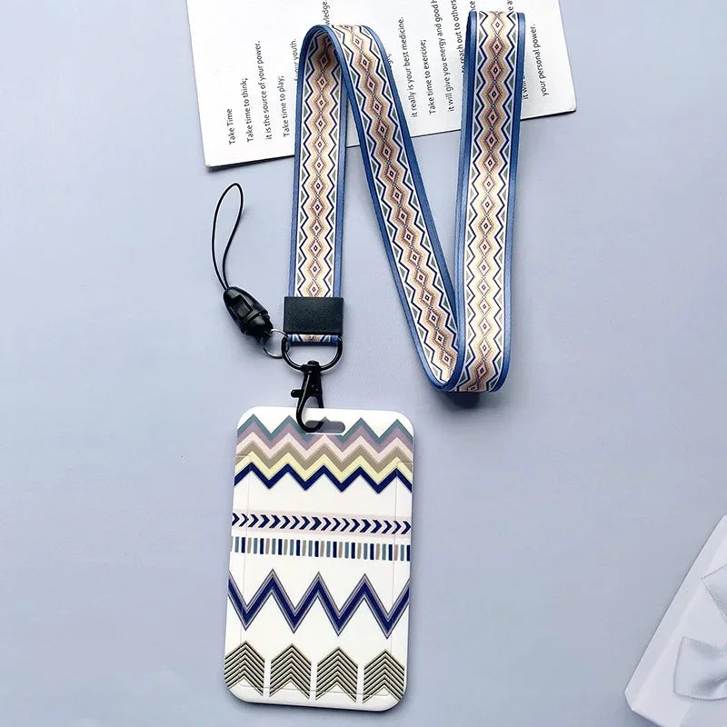 Capa para cartão de identidade estudantil com alça de pescoço, bolsa geométrica feminina masculina, crachá de trabalho, ônibus, porta-cartão de crédito, bolsas com cordão