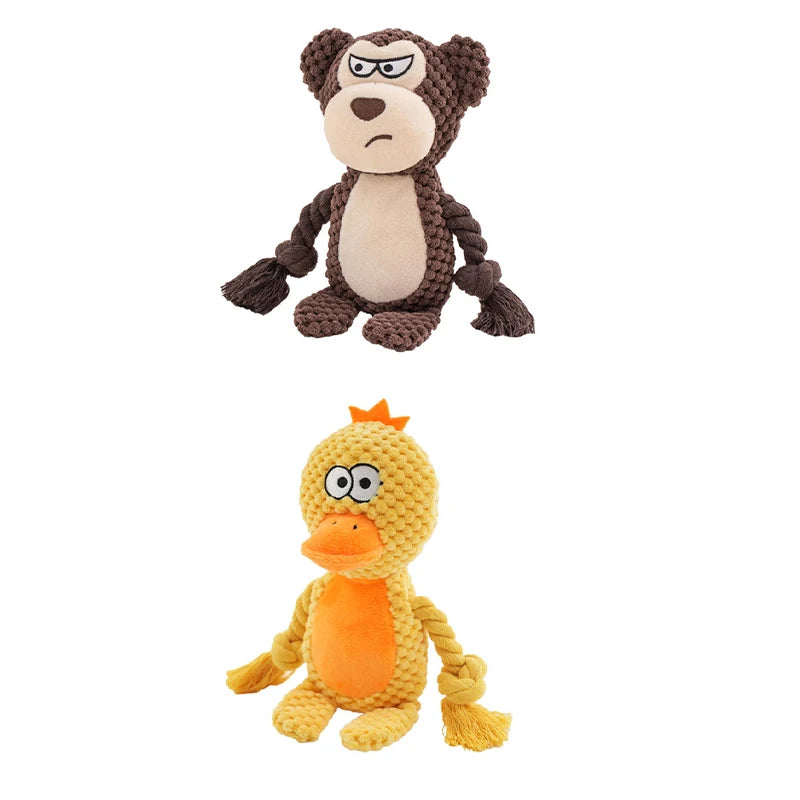 Brinquedo interativo de pelúcia cru para cachorro pequeno, indestrutível, resistente a mordidas, som de chocalho para cachorros que rangem, brinquedos para animais de estimação