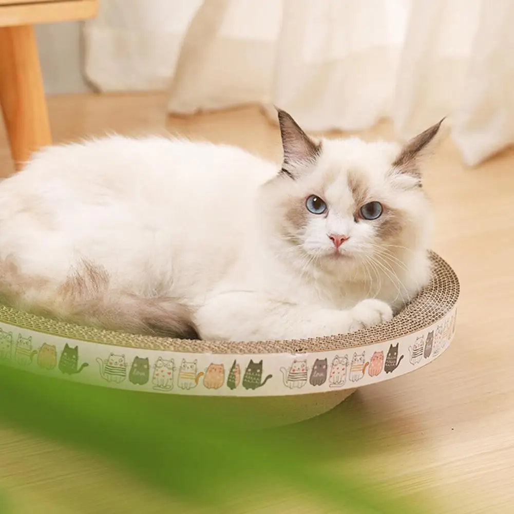 Arranhador ondulado para gatos, redondo, oval, com garras de moagem, resistente ao desgaste, cama para gatos, acessórios para gatos