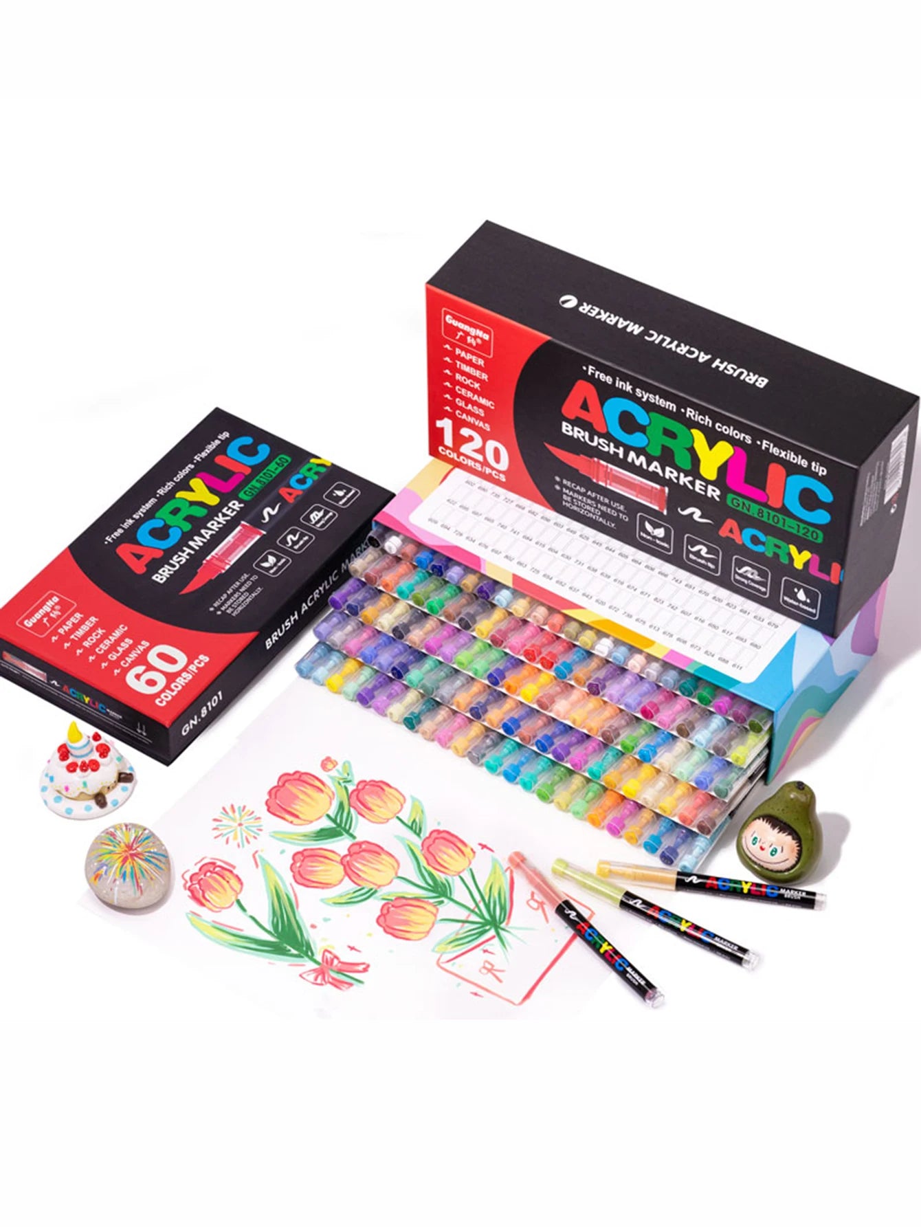 Conjunto de marcadores profissionais para artistas, 12-240 cores/caixa - Marcadores acrílicos líquidos de ponta macia para desenho em linha reta, pintura artística de grafite faça você mesmo
