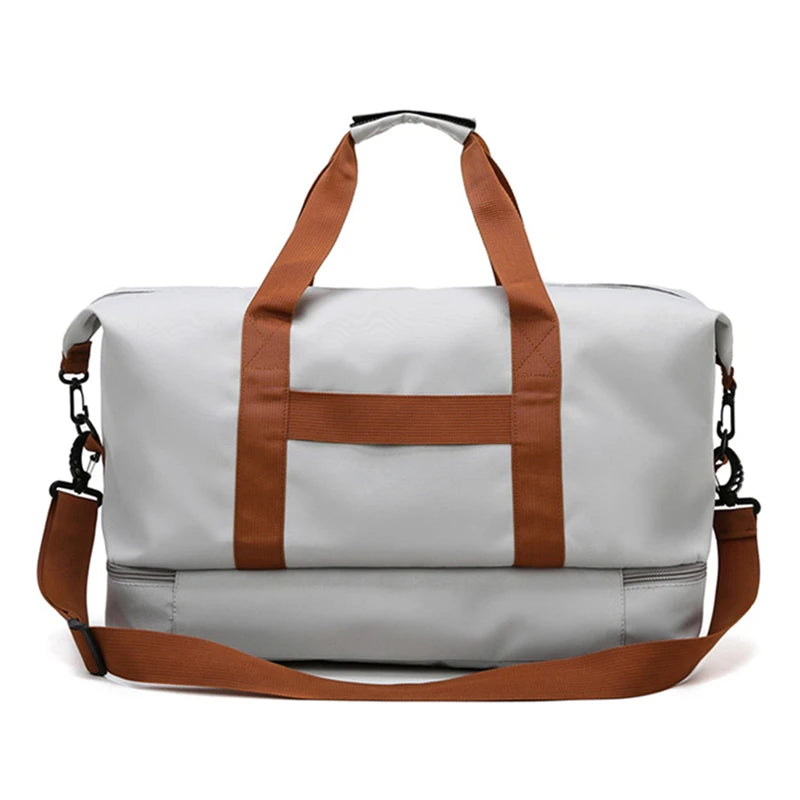 Bolsa de viagem masculina e feminina de grande capacidade para bagagem de mão, separação seco-molhado, bolsa esportiva de fitness, pacote de viagem de curta distância