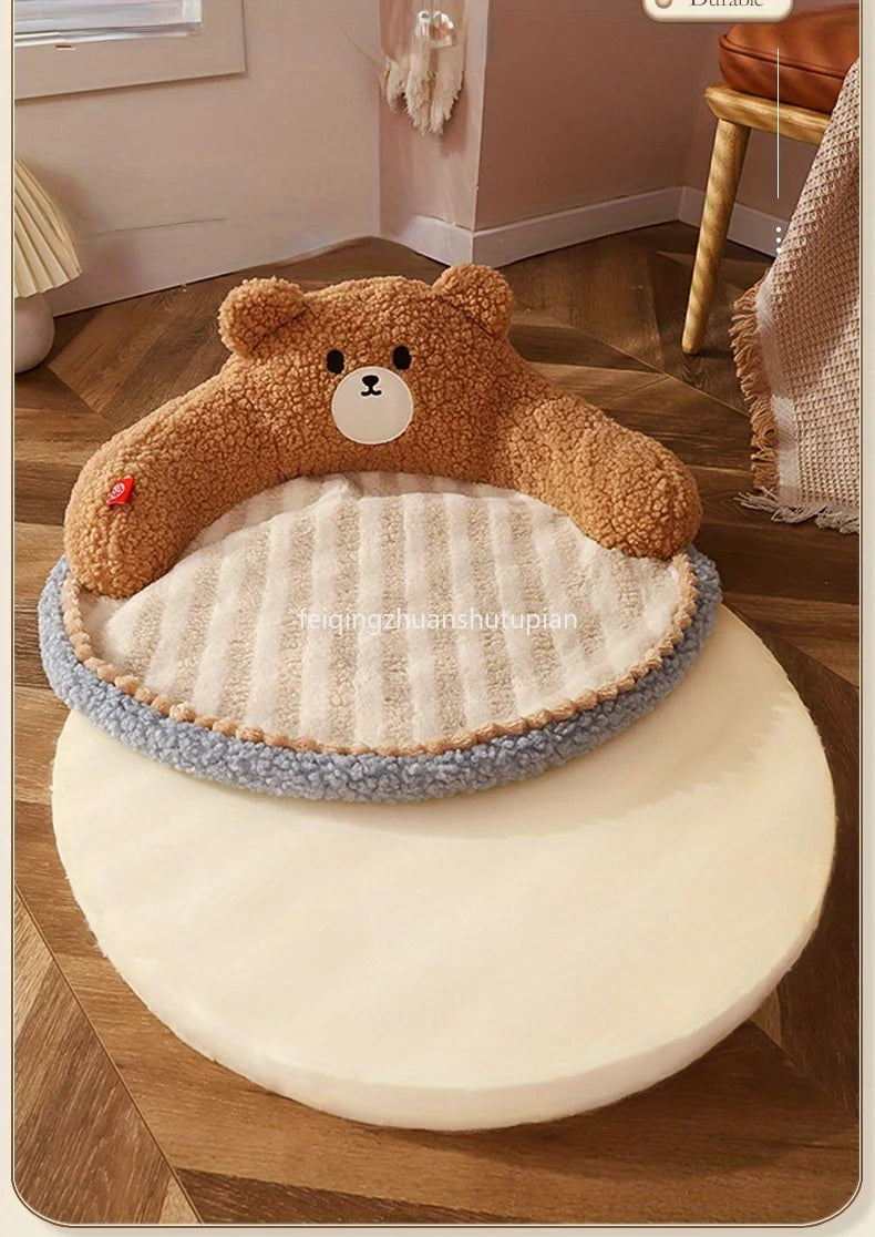 Soft Durable Round Cat Bed For Small Dogs And Cats - Removable Pet Mat And Mattress For Indoor And Outdoor Use