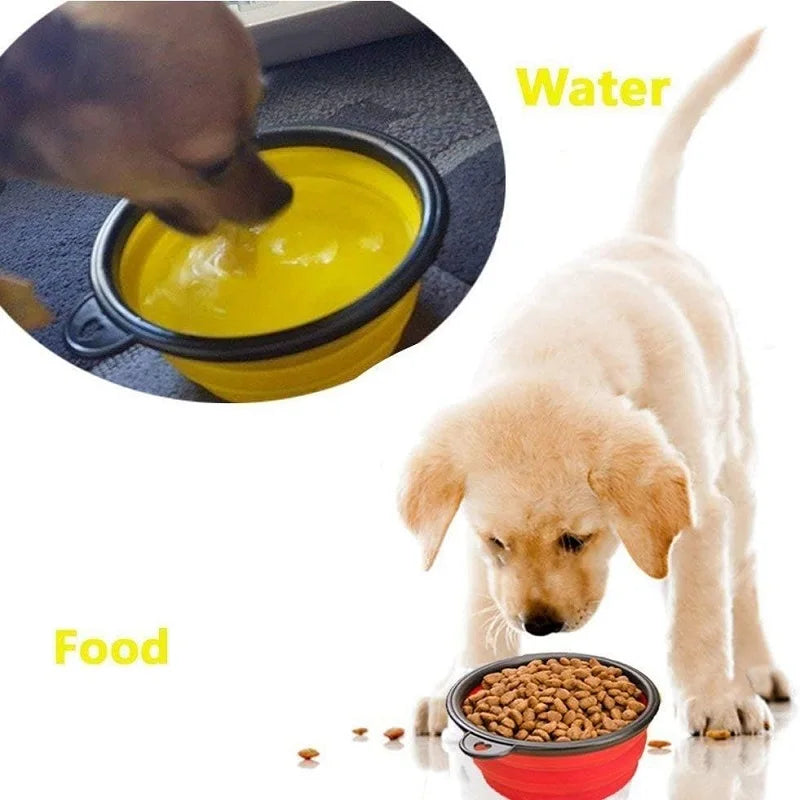 Tigela dobrável de silicone para animais de estimação, tigela grande de água para viagem, recipiente portátil para comida de cachorro, alimentador