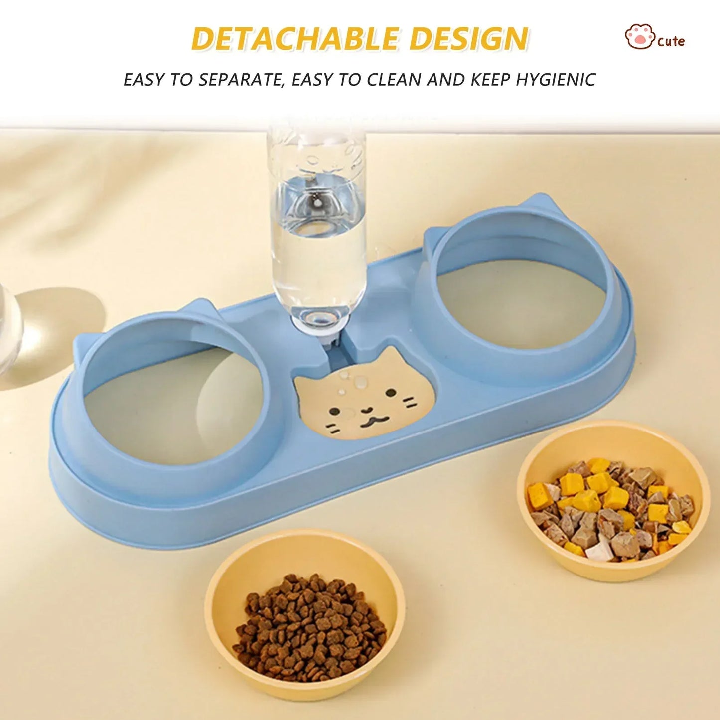 Tigela para gatos, alimentador automático, tigela para comida de cachorro com bebedouro, tigela dupla com suporte elevado, tigelas para gatos